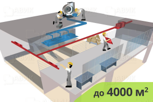 На изображениии Монтаж приточно-вытяжной вентиляции промышленных помещений 4000 м2
