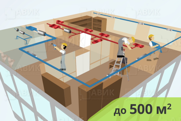 Монтаж приточно-вытяжной вентиляции в нежилых помещениях до 500 м2